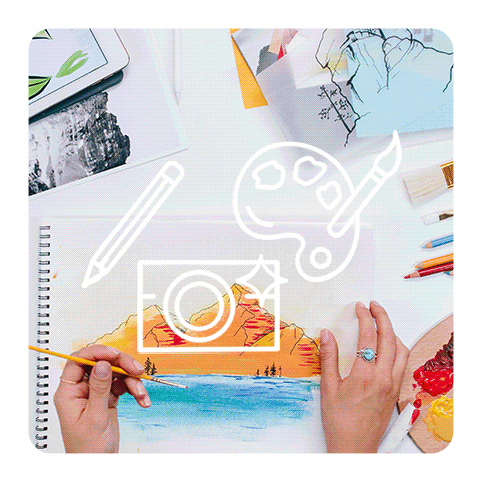 Changing imagery animation to represent the endless artwork or photos you can upload to use for your pair of Chacos.